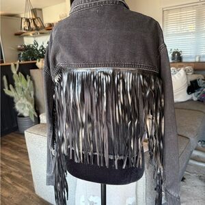 Black Fringe Denim Jacket